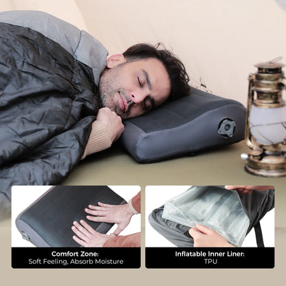 Ergonomic Inflatable Pillow with Elastic Strap