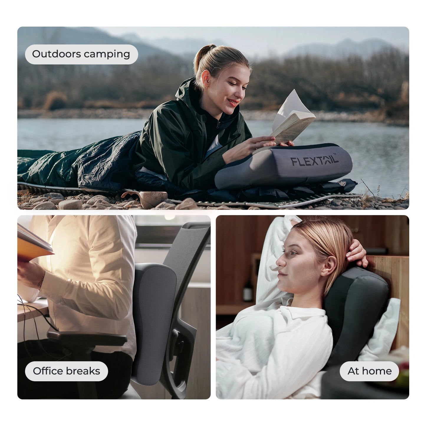 Ergonomic Inflatable Pillow with Elastic Strap