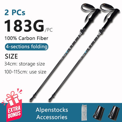 Ultralight Carbon Fiber Trekking Poles Stick
