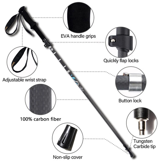 Ultralight Carbon Fiber Trekking Poles Stick